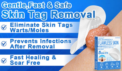 📌 Awzlove® 2-in-1 Microneedle & Hydrocolloid Patch | Raised Moles,Acne,  Flat Warts & Skin Tags Remover | Improves Wrinkles, Scars & Blemishes | Invisible Star Pimple Patches for Face & Body | 🎁