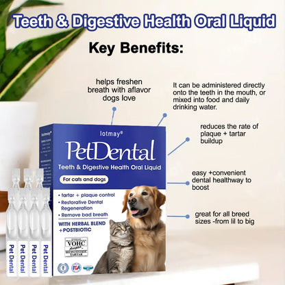 [Official Store] Lotmay® Pet Dental & Digestive Health Oral Liquid – Freshen Breath, Remove Tartar & Promote gum regeneration, stabilize teeth (for Cats & Dogs)  – Save 70% Today!🎁