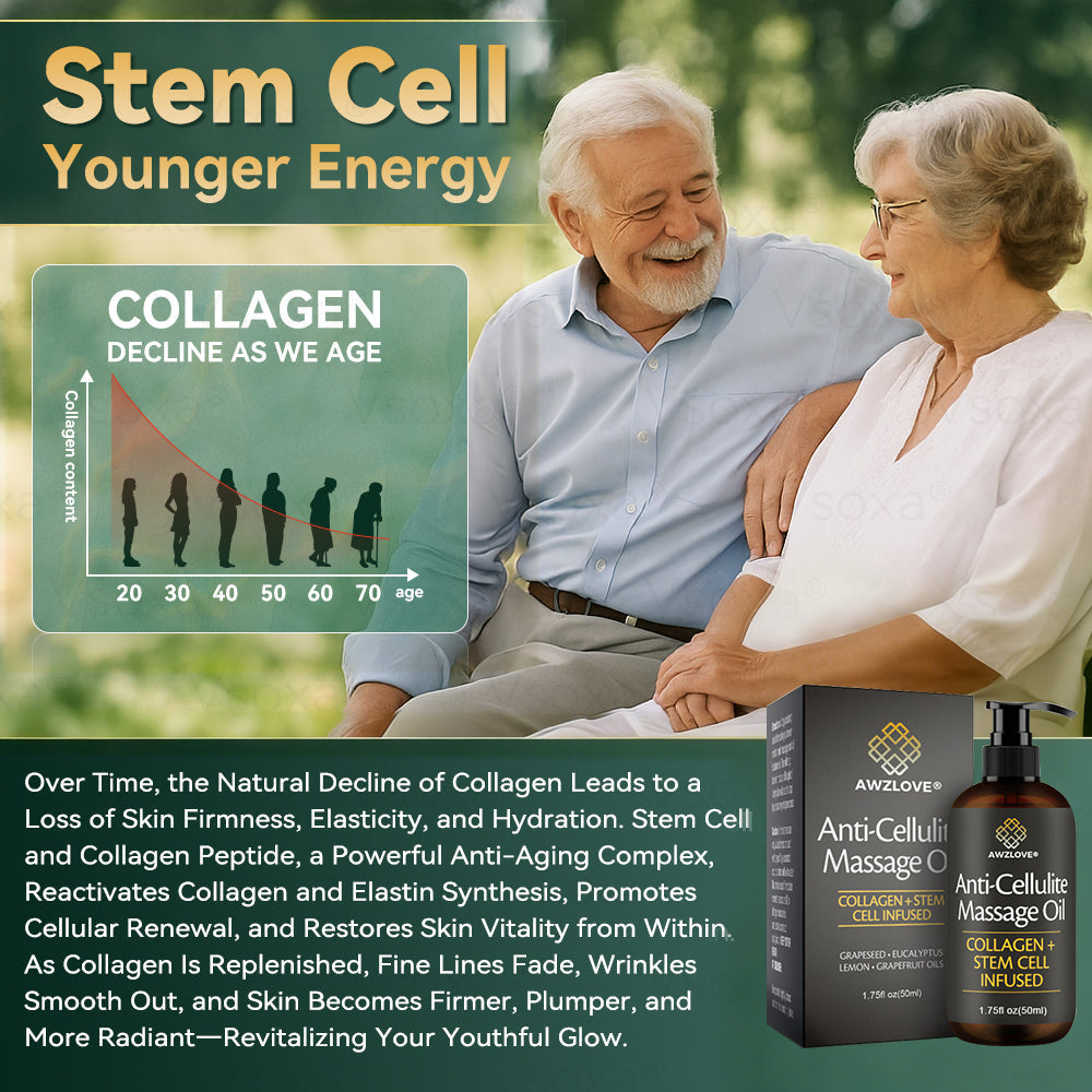 Awzlove® Luxurious Collagen & Stem Cell Anti-Cellulite Massage Oil (🔥70% Off for a Limited Time!) 🌻🌻