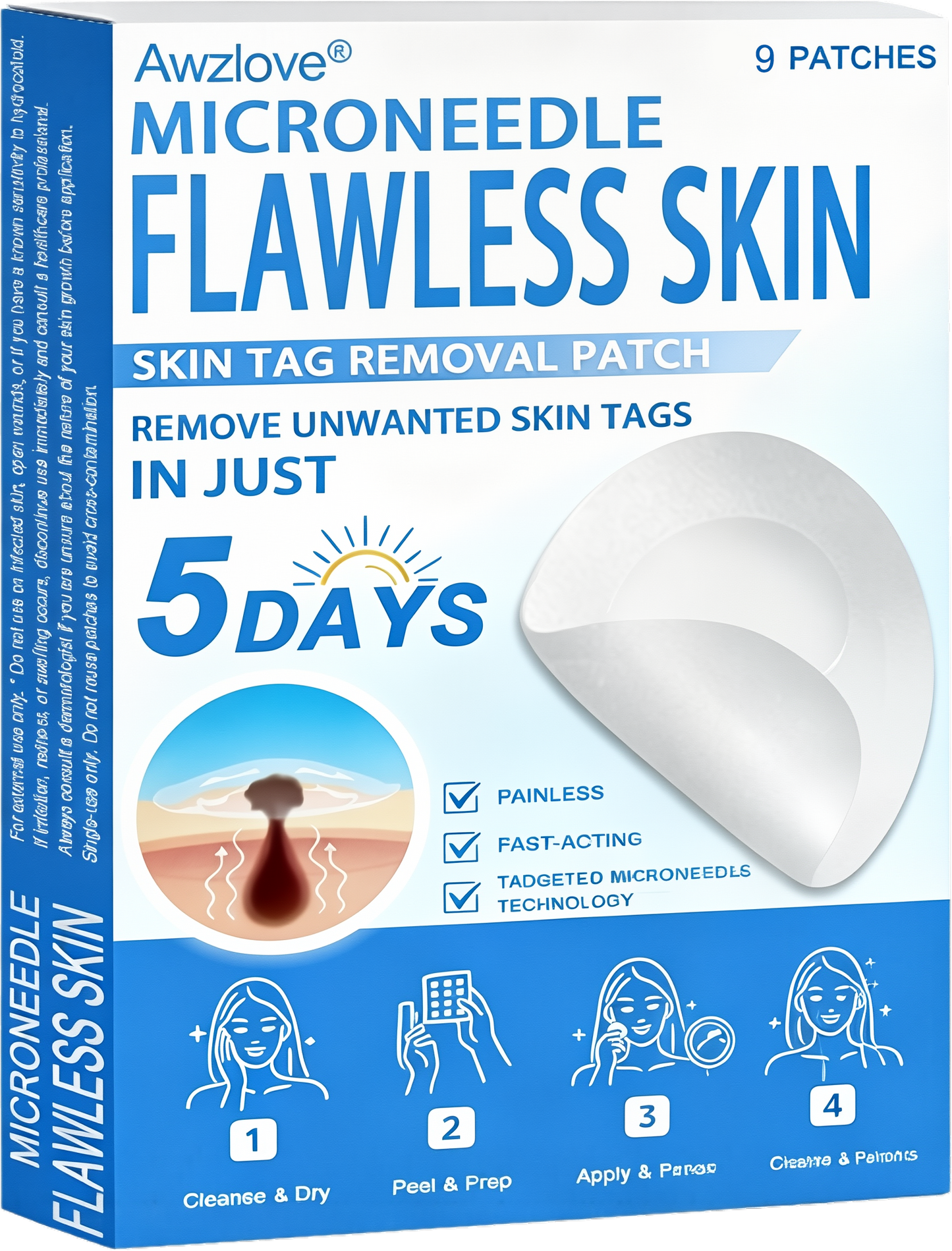 📌 Awzlove® 2-in-1 Microneedle & Hydrocolloid Patch | Raised Moles,Acne,  Flat Warts & Skin Tags Remover | Improves Wrinkles, Scars & Blemishes | Invisible Star Pimple Patches for Face & Body | 🎁